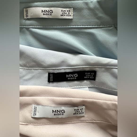 3 x Mango Buttoned Down Blouses, Blue, Sky Blue and Light Lilac, Size XS - Picture 2 of 11